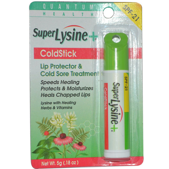 Quantum Health Super Lysine+ ColdStick, Lip Protector & Cold Sore Treatment, SPF 21, 5g (0.18 oz)