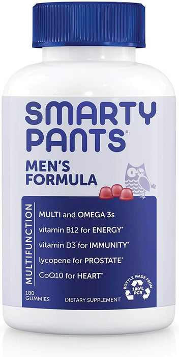 SmartyPants Men’s Formula Daily Gummy Multivitamin: Vitamin C, D3, and Zinc for Immunity, CoQ10 for Heart Health, Omega 3 Fish Oil, B6, Methyl B12 for Energy, 180 Count (30 Day Supply)