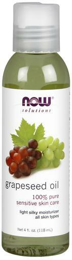 NOW Solutions Grapeseed Oil for sensitive skin care is a light, odorless oil with mild astringent and emollient properties.
