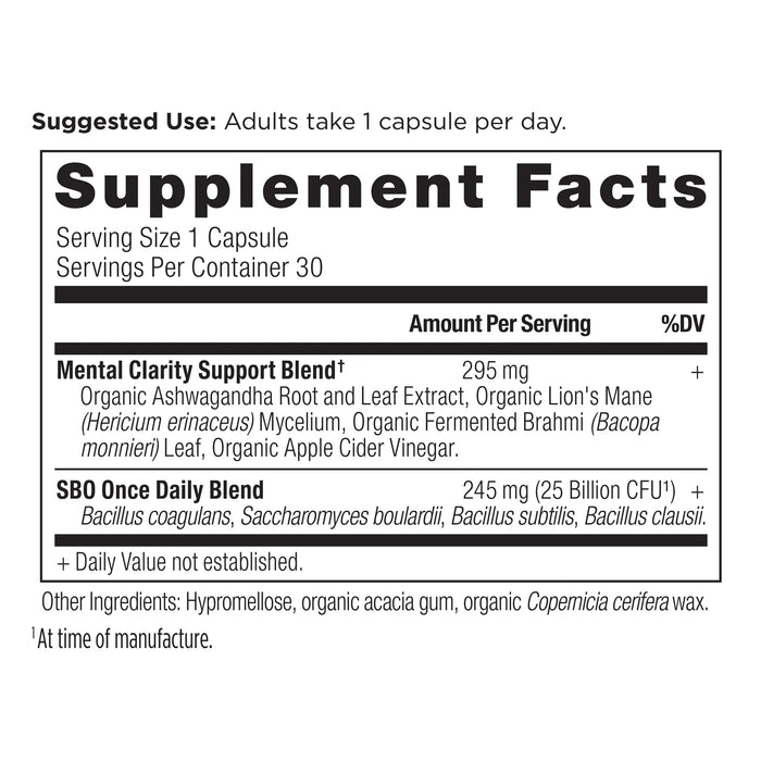 Ancient Nutrition SBO Probiotic - Once Daily - Mental Clarity - 30 ct