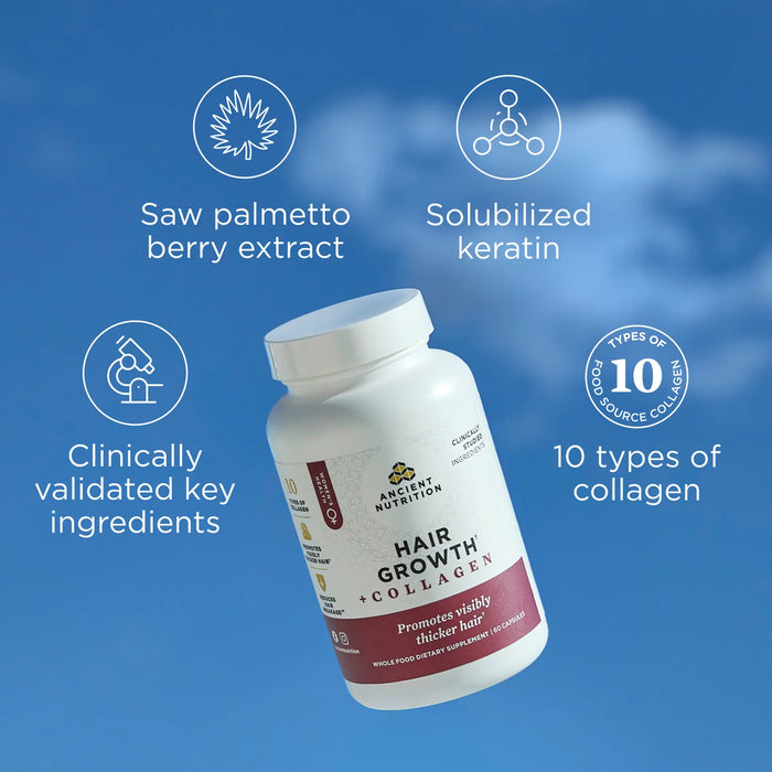 Ancient Nutrition Hair Growth + Collagen 60ct