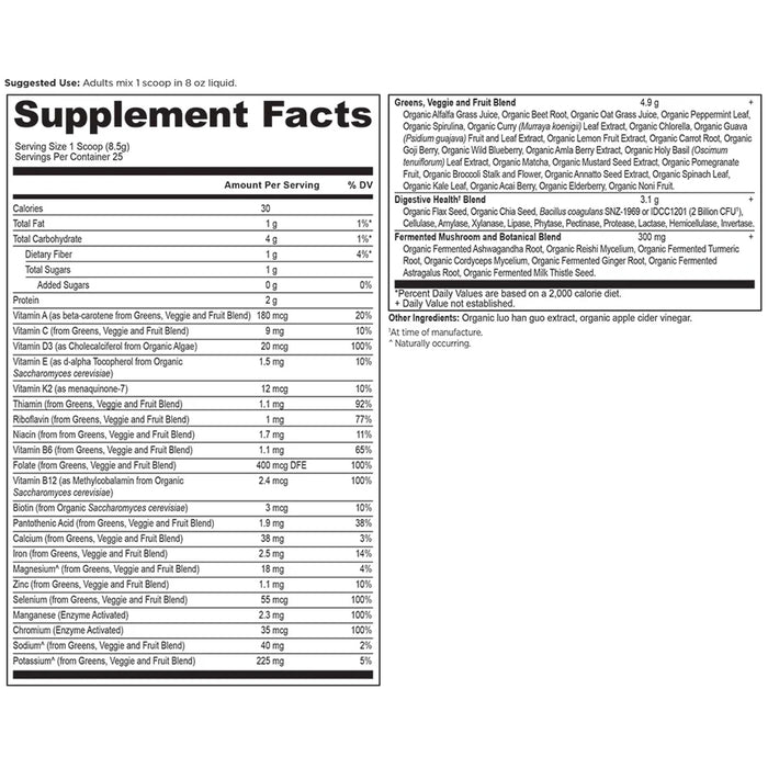 Ancient Nutrition Organic Super Greens + Multivitamin Powder