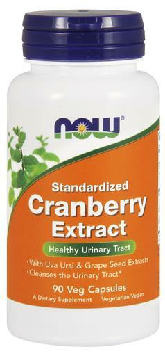 NOW Cranberry Extract veg capsules aids the promotion of a healthy urinary tract. Contains Uva Ursi and Grape Seed Extracts