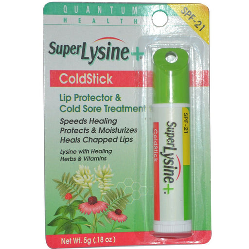 Quantum Health Super Lysine+ ColdStick, Lip Protector & Cold Sore Treatment, SPF 21, 5g (0.18 oz)