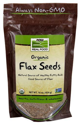 NOW Real Food Certified Organic Flax Seeds are a natural source of healthy fatty acids and a good source of fiber.