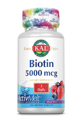 Biotin ActivMelt, Lozenge, Mixed Berry (Btl-Plastic) 5000mcg 100ct