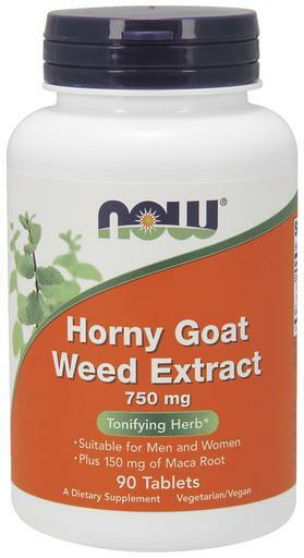 NOW Horny Goat Weed Extract 750mg plus 150mg Maca Root is a dietary tonifying herb* suitable for men and women