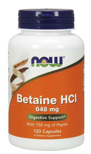 NOW® Betaine HCl with Pepsin is formulated with two very important elements of normal digestion: Hydrochloric Acid and Pepsin.*