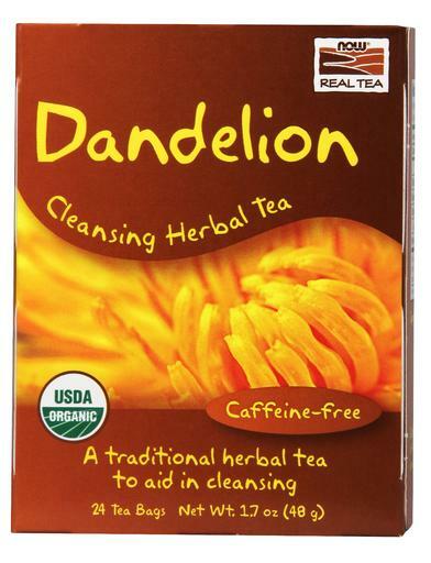 Now Dandelion Cleansing Herbal Tea Organic Caffeine Free 24 bags