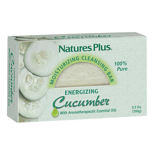 Nature's Plus Energizing Cleansing Bars are the perfect union of aromatherapeutic plant extracts and 100% pure and natural cleansing ingredients. Each invigorating bar excites the senses with a powerful array of plant and flower essential oils and essences, while gently purifying and maintaining the delicate moisture balance of the skin. Our Cucumber Cleansing Bar is a nourishing formula designed to replenish the skin's delicate moisture balance. Experience the gentle cleansing and emollient-rich properties
