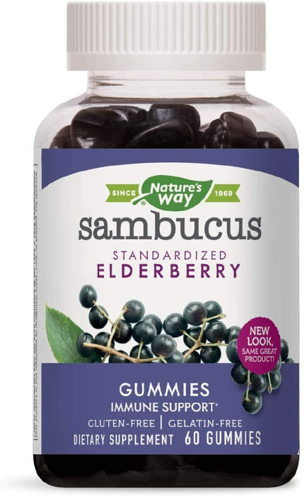 Nature's Way Sambucus Black Elderberry Gummies with Vitamin C and Zinc, 60 Gummies