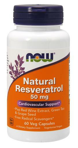 Resveratrol is a polyphenol naturally found in the skin of red grapes, certain berries, and other plants. Recent research has shown that Resveratrol can help to support healthy cardiovascular function. Resveratrol is best known for its cellular anti-aging properties, as well as for its ability to promote a healthy response to biological stress. NOW® Natural Resveratrol's comprehensive blend of polyphenols, including natural Trans-Resveratrol, proanthocyanidins (OPCs from grape seed) and catechins (green tea