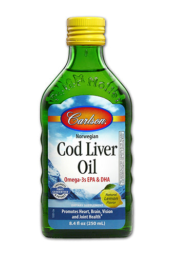 Carlson Norwegian Cod Liver Oil in lemon flavor