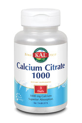 Calcium provides critical structure in our body, and supplementation with KAL®️ Calcium
Citrate 1000 provides an easy way to help you get enough every day. If you already take
a multivitamin that includes calcium co-factors like Vitamins D & K, and Magnesium,
then it is easy to add this calcium supplement without doubling up on these nutrients.
Calcium Citrate 1000 contains calcium which is chelated with citric acid to help optimize
bioavailability for your added confidence in strong bones, teeth and cardio