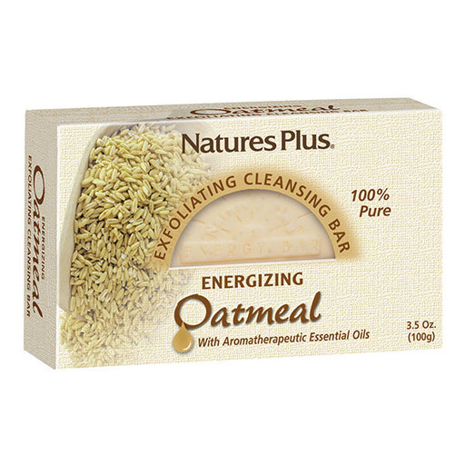 Nature's Plus Energizing Cleansing Bars are the perfect union of aromatherapeutic plant extracts and 100% pure and natural cleansing ingredients. Each invigorating bar excites the senses with a powerful array of plant and flower essential oils and essences, while gently purifying and maintaining the delicate moisture balance of the skin. Our Oatmeal Cleansing Bar is an exfoliating formula designed to gently revitalize the skin. Experience the gentle scrubbing and freshening properties of natural rolled Oats